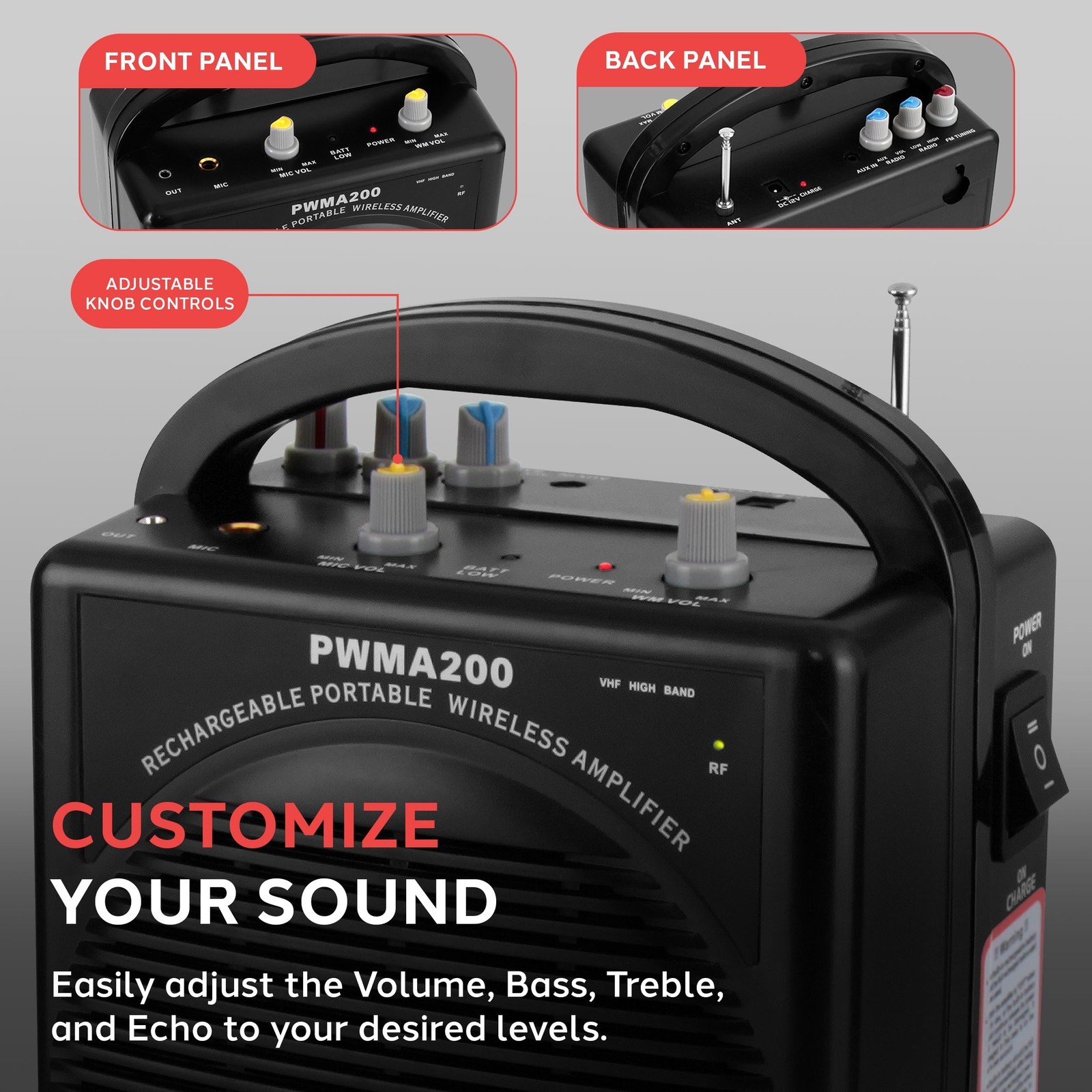 Portable PA System With Wireless Microphone Bluetooth Rechargeable Battery 80W