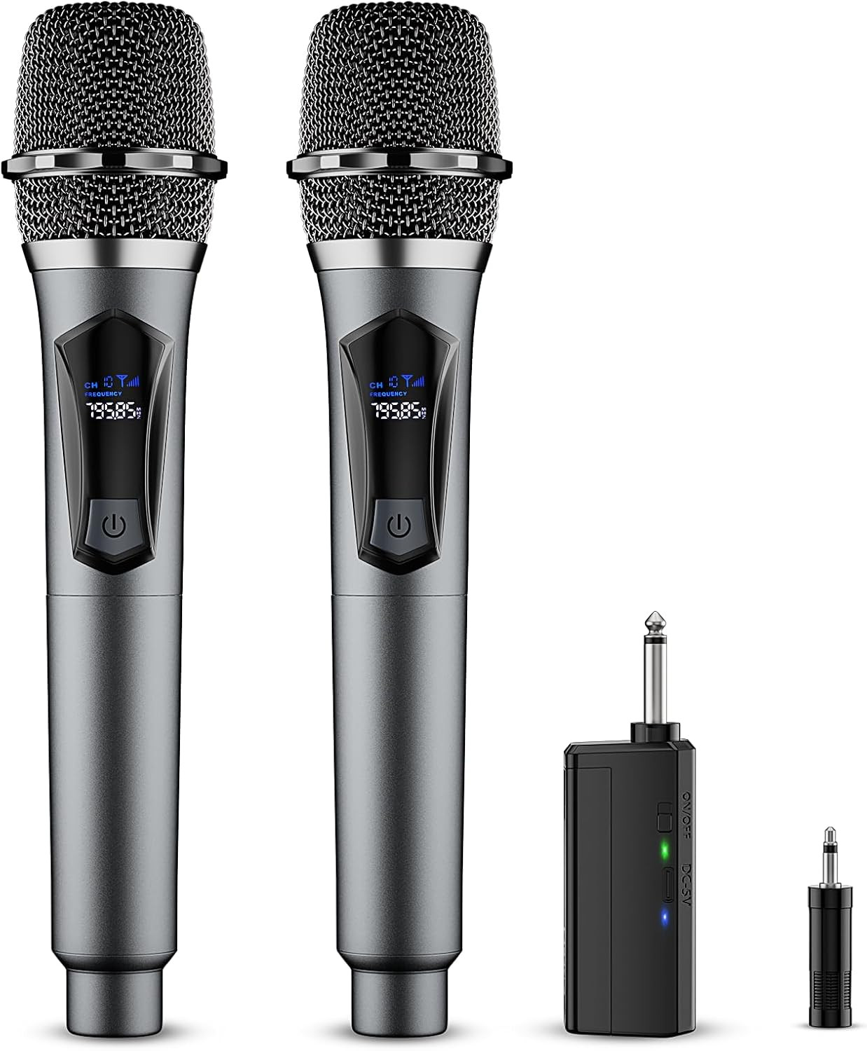 Wireless Microphone,Professional Dual Handheld Cordless Dynamic Mic System with