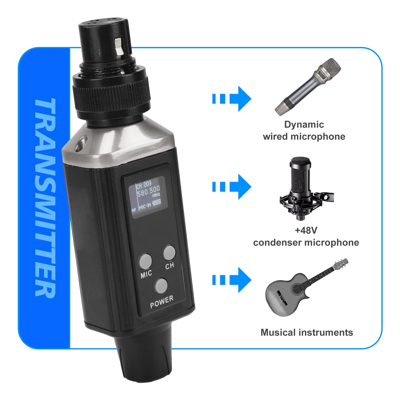 LMBGM A9 UHF Wireless in Ear Monitor System, Mono IEM Transmitter and Beltpac…