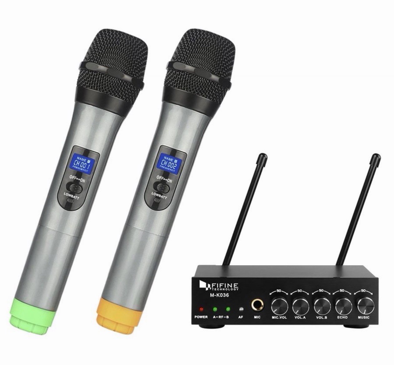 FIFINE UHF Dual Channel Wireless Handheld Microphone Easy to use K036