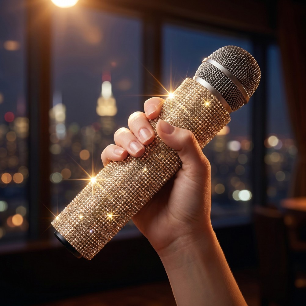 Wireless Microphone Rhinestone Sleeve Sparkling Handle Cover for