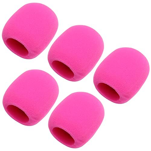5Pcs Microphone Cover Foam Mic Cover Handheld Microphone Windscreen Pink