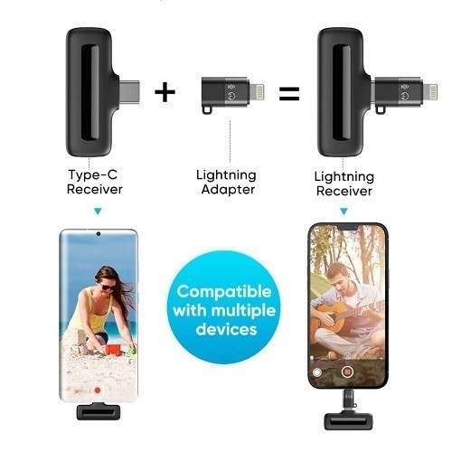 Wireless Microphone Mini Mic for iPhone/Android Phone, LED Display Lavalier Mic