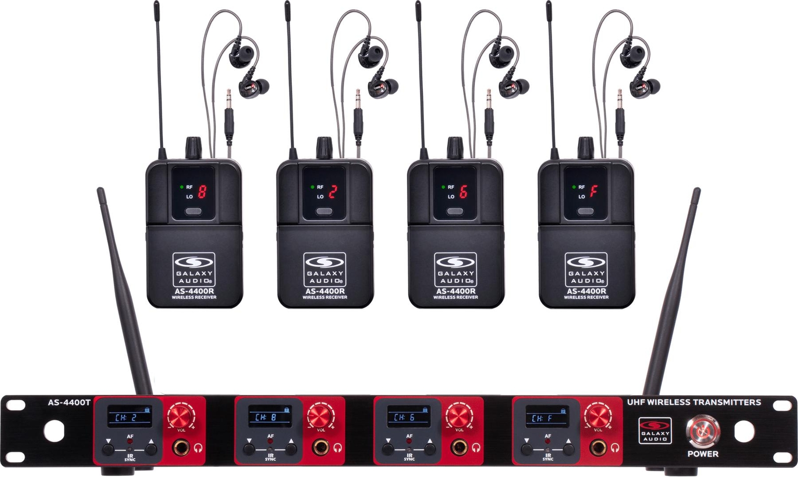 Galaxy Audio AS-4400 Quad UHF Wireless In-ear Monitoring System – M4