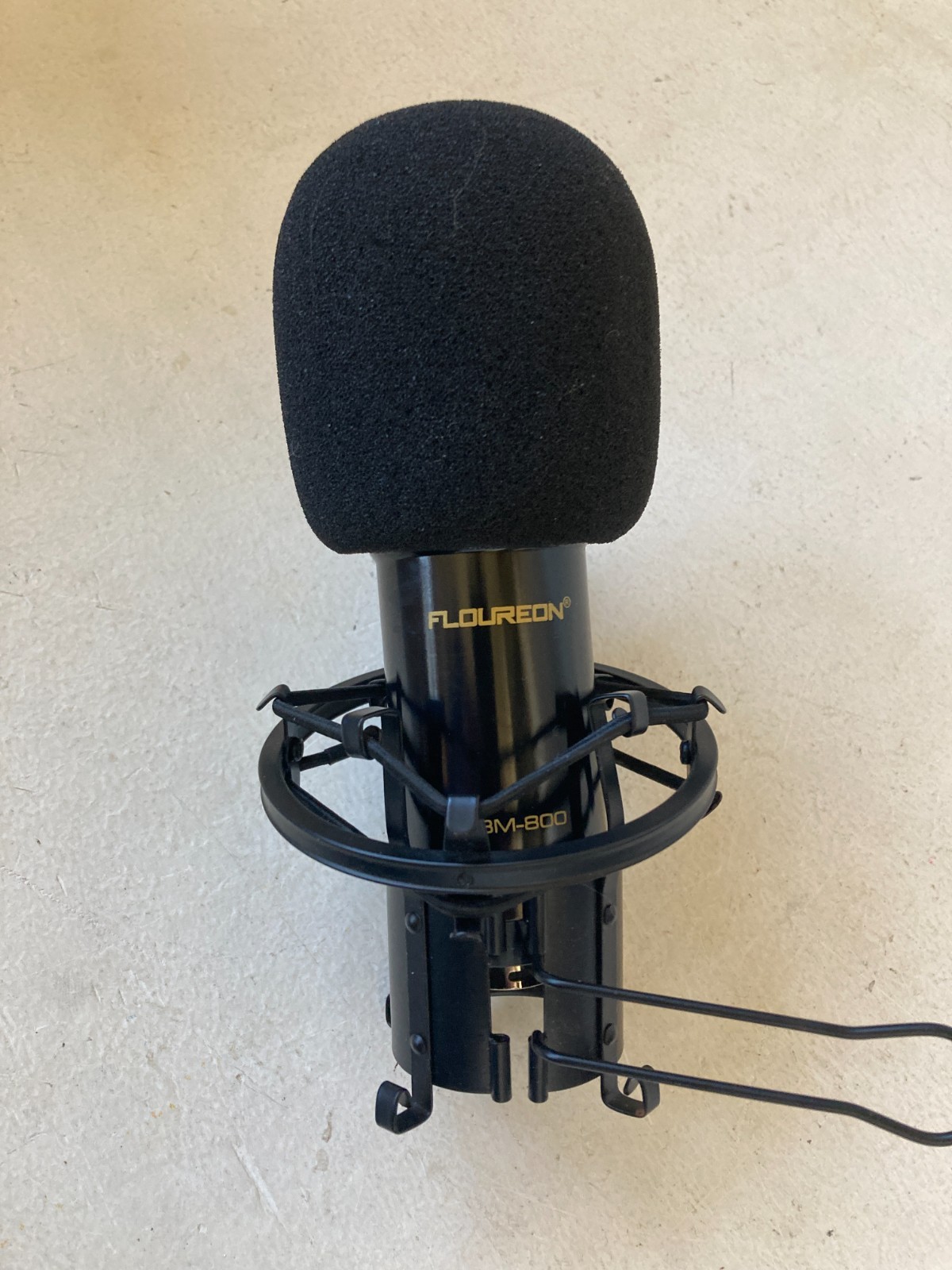 Floureon BM-800 Condenser Microphone w/ Cable & Windscreen Gold & Black Cage