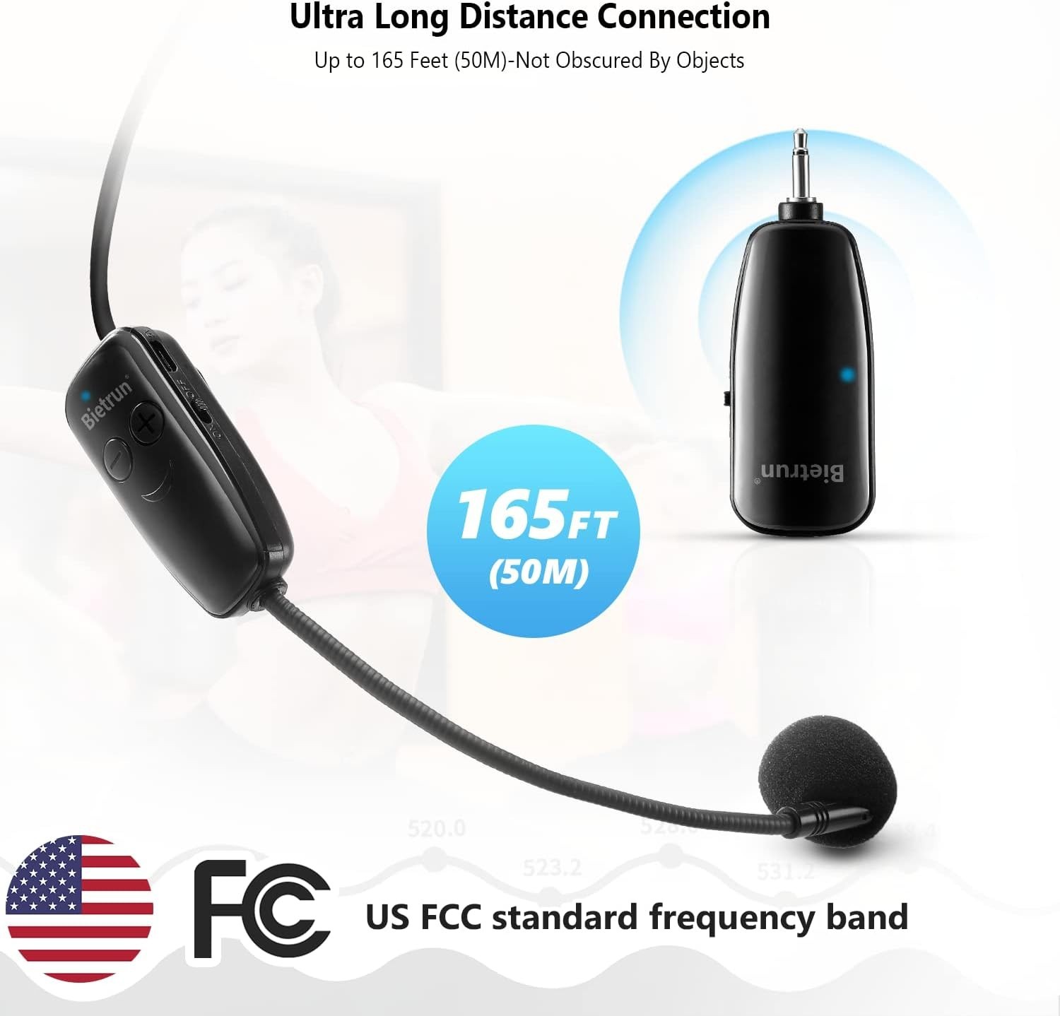 UHF Wireless Microphone System with Detachable Headset, Ideal for Presentations