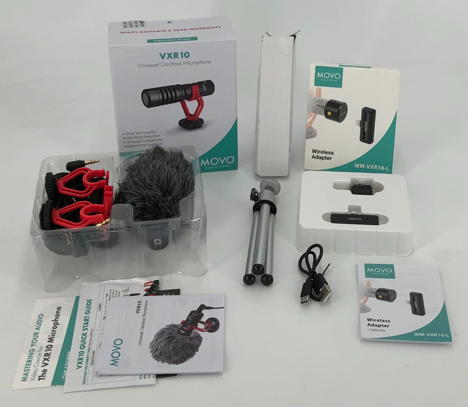Movo VXR10-WM-L Shotgun Mic with Lightning Wireless Adapter and Tripod