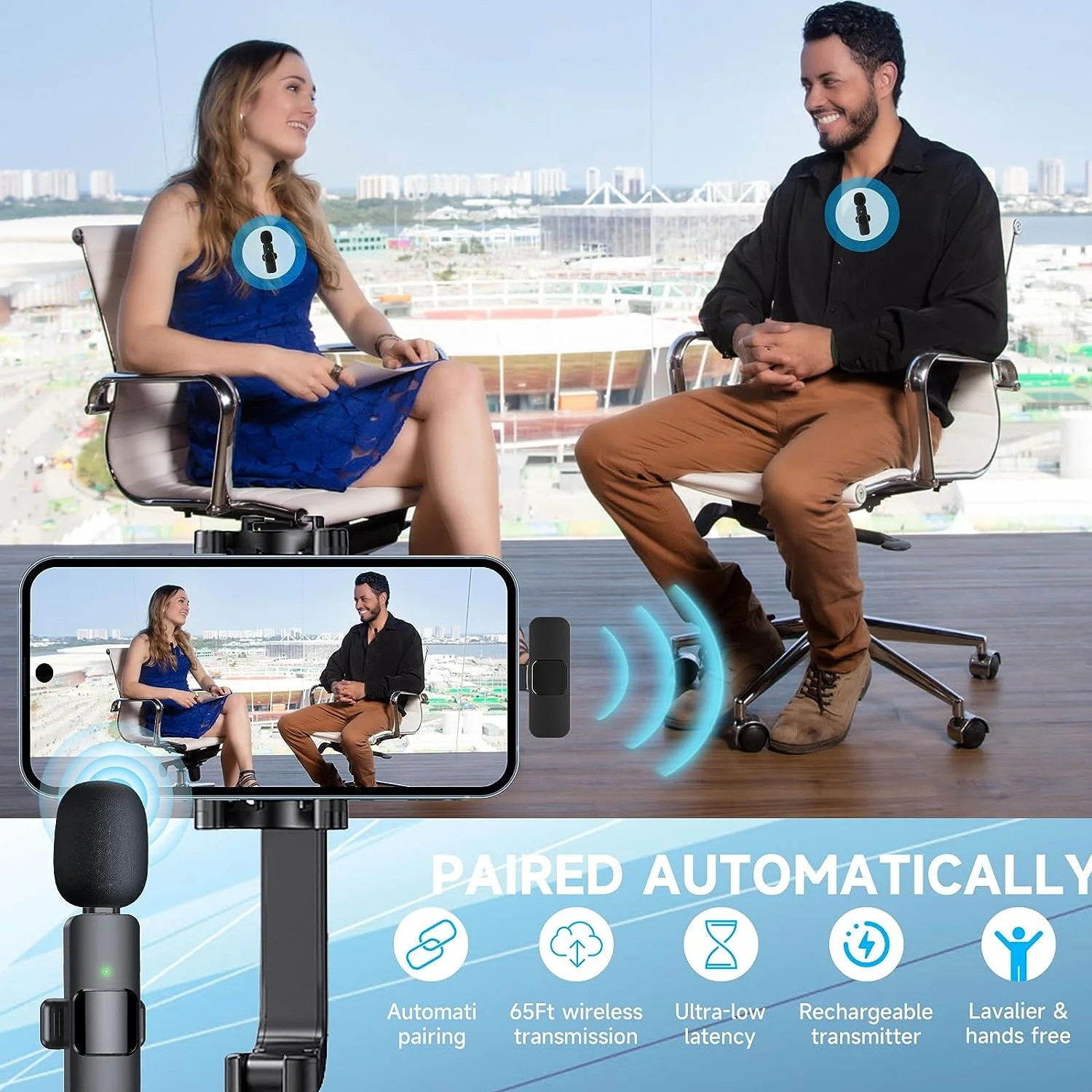 Wireless Lavalier Microphone for Iphone/Android/Ipad/Laptop, Mini Microphone, Mi