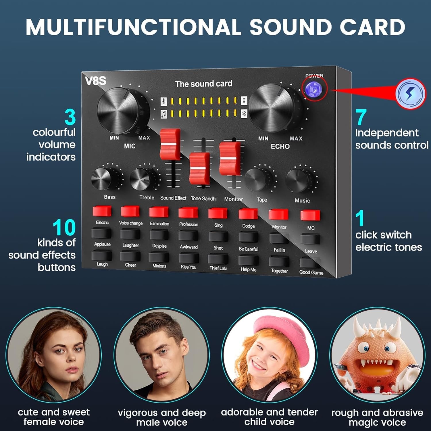 Podcast Equipment Bundle for 2, V8K Audio Interface with Cardioid Designer BM…