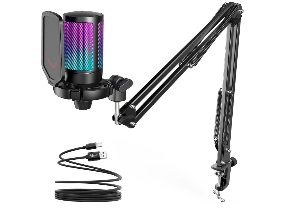 Gaming RGB USB Condenser Microphone, PC/PS5/Streaming/Podcast/Video-FIFINE A6NEO