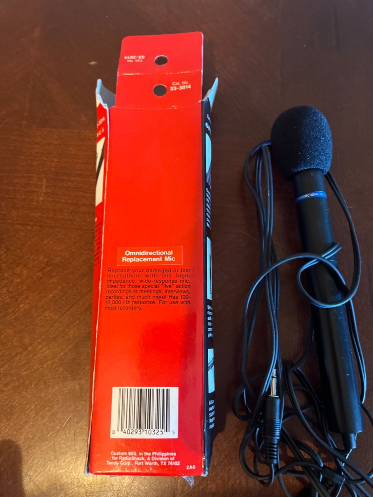 Optimus Electret Condenser Omnidirectional Replacement Microphone With 6 Ft Cord