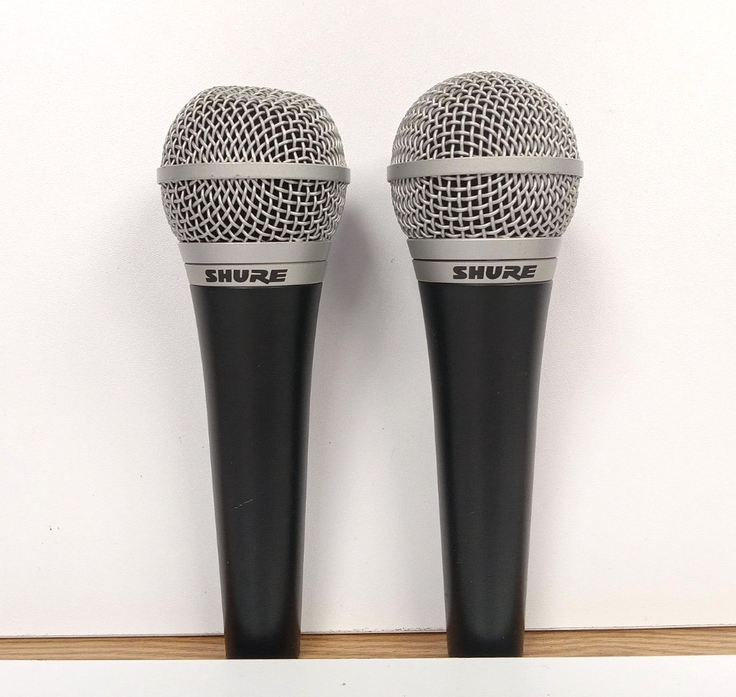 Lot of 2 Shure PG48 Microphones w/ Cables – Tested, Fully Functional! F/S!