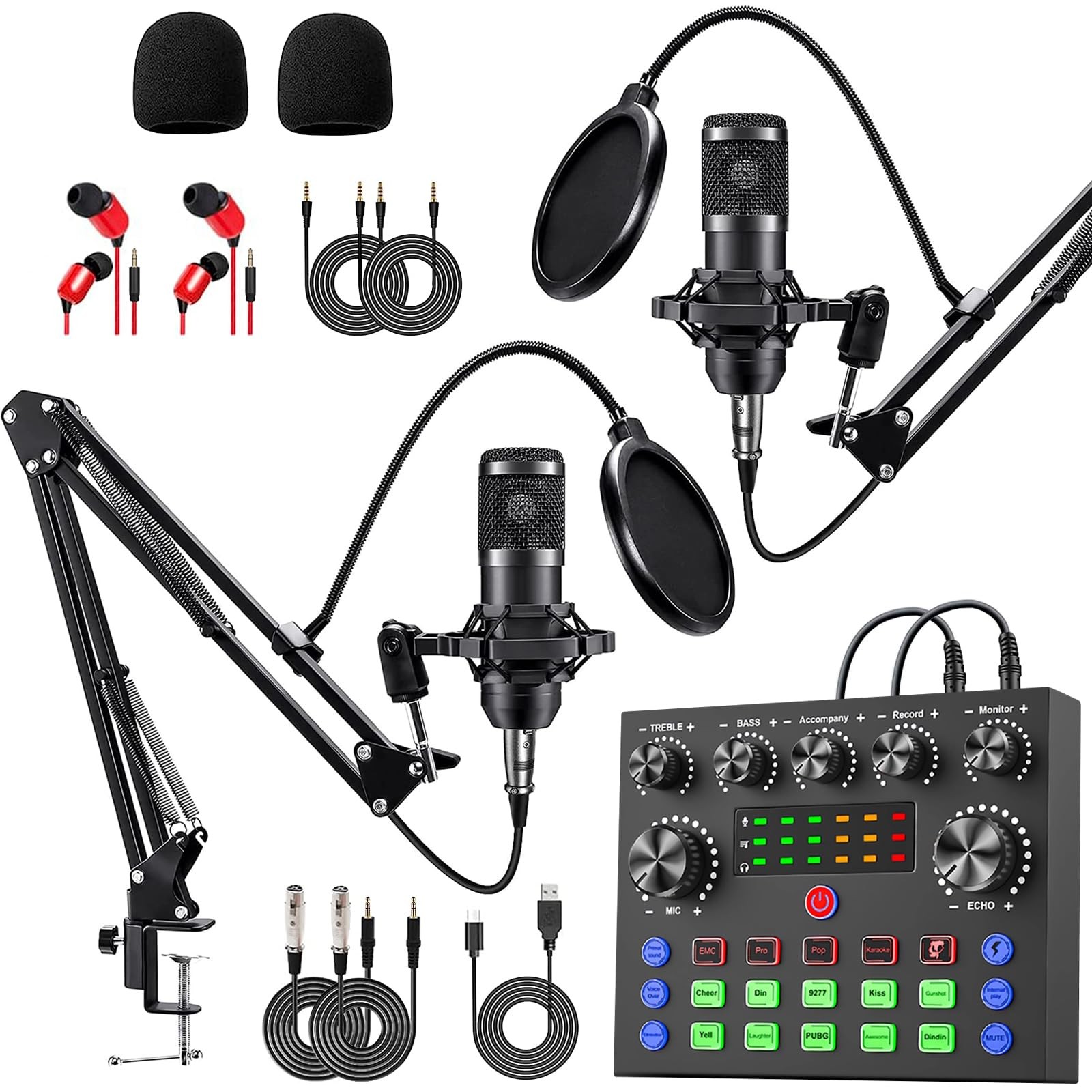 Podcast Equipment Bundle for 2, V8s Voice Changer with BM-800 Podcast Microph…