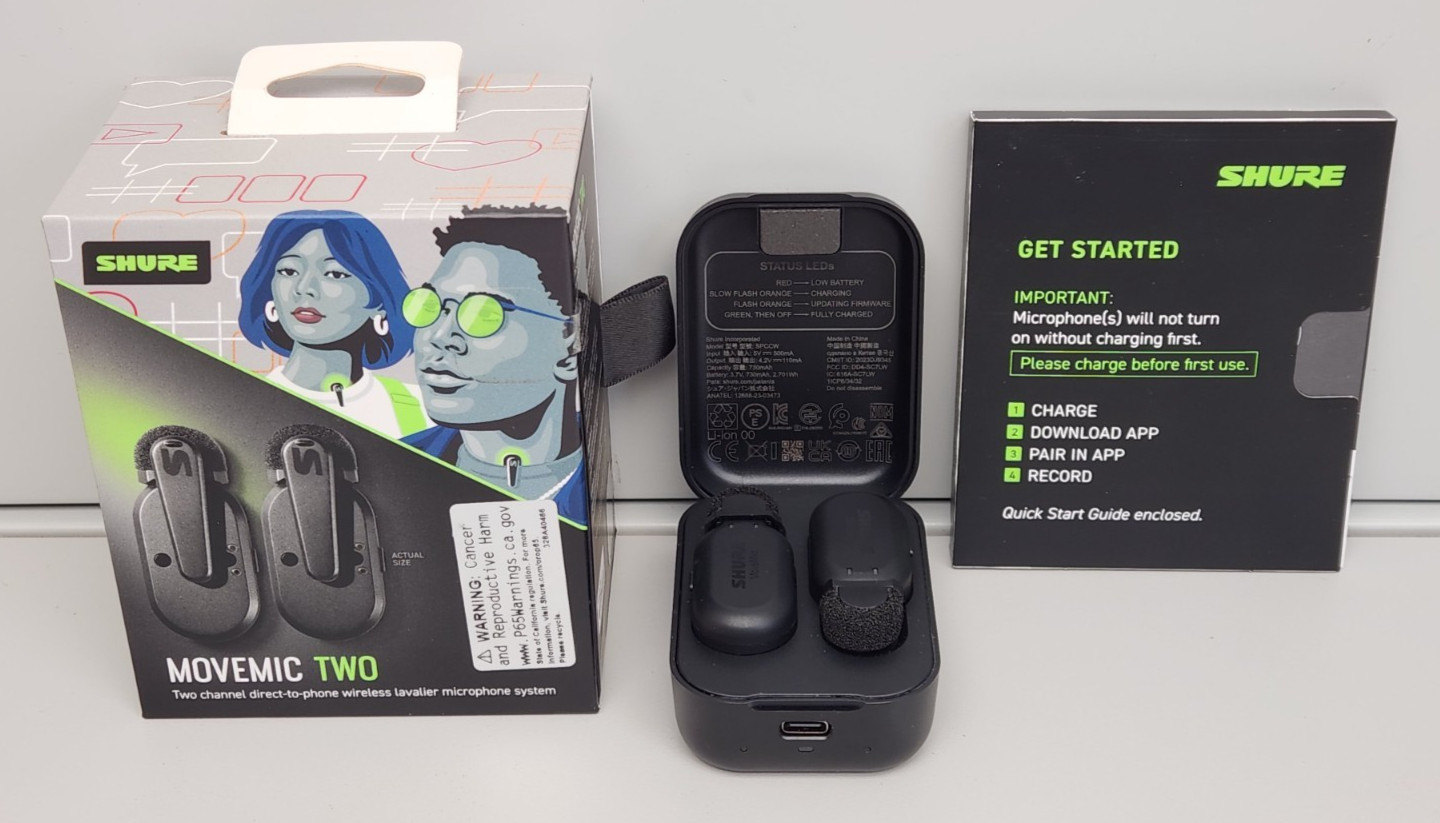 Shure MoveMic Two MV-TWO-Z7 2-Channel Wireless Lavalier Microphone System Black