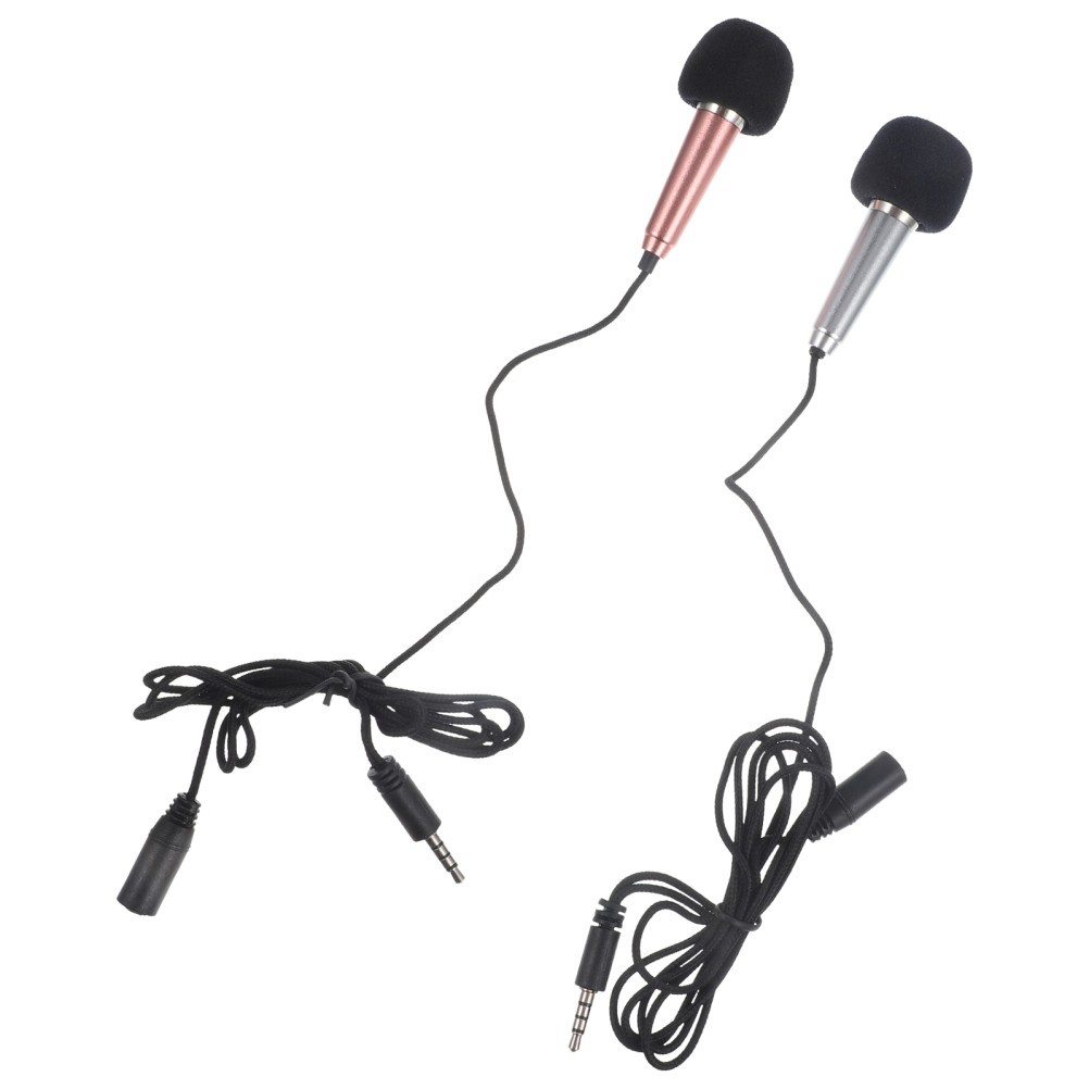 2Pcs Durable Miniature Alloy Microphone for Phone Live Broadcast and Recording