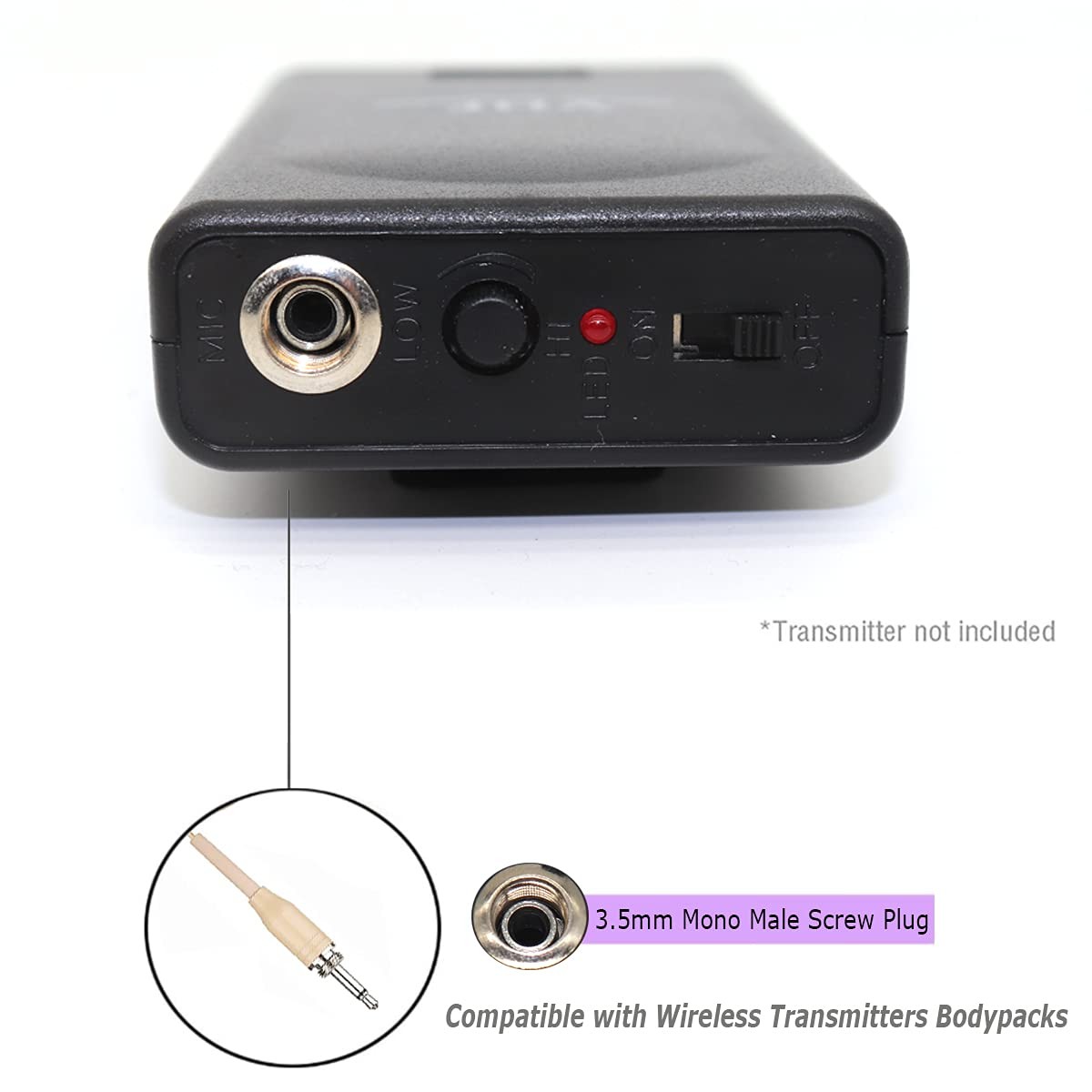 Single Ear Headset Microphone Earset Headworn Mic for Wireless System Bodypac…
