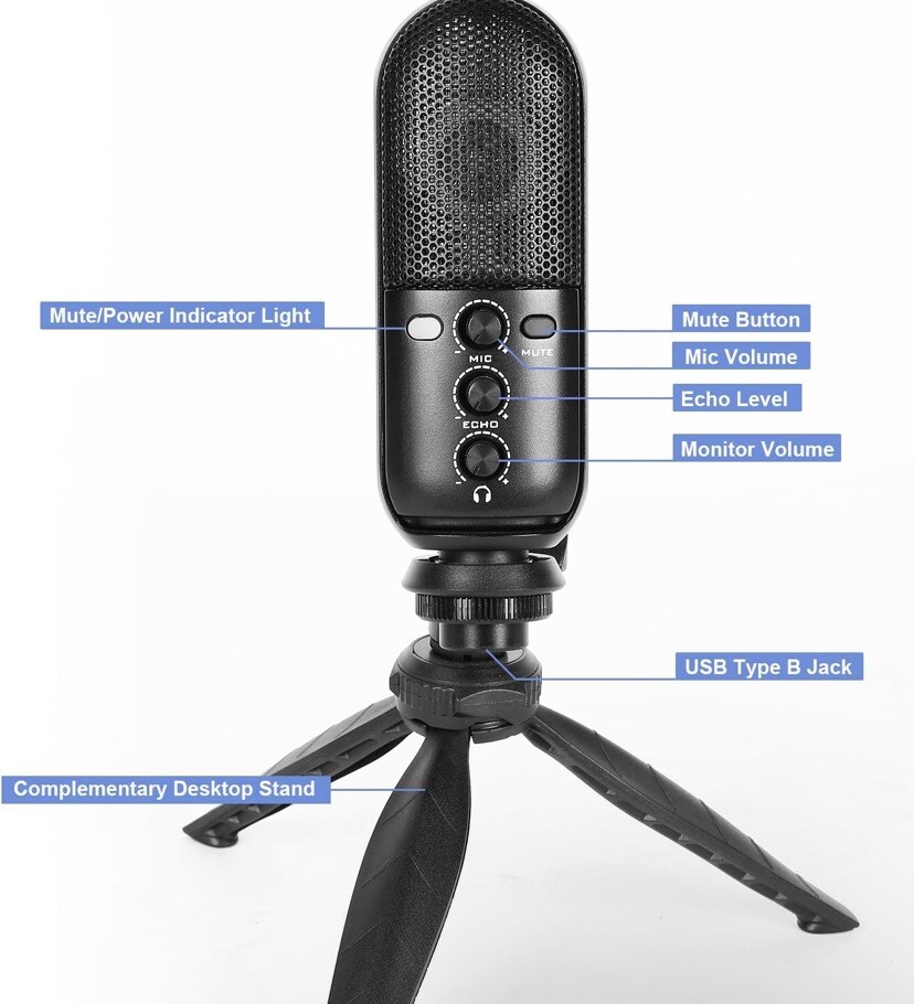 SGPRO Live-Streaming & Recording Condenser Microphone,Model UX8,24mm Diaphragm