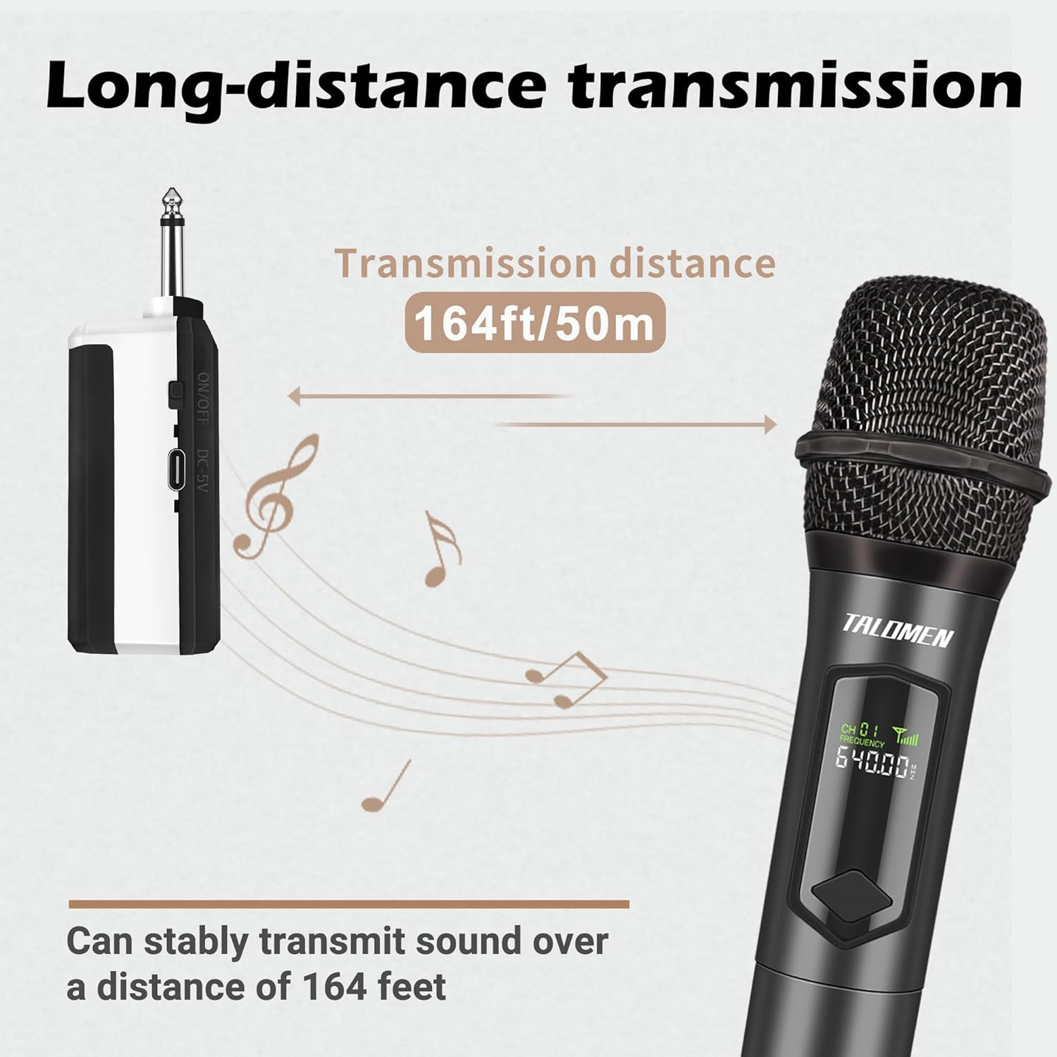 Micrófono inalámbrico, profesional, dual, de mano, dinámico e inalámbrico.