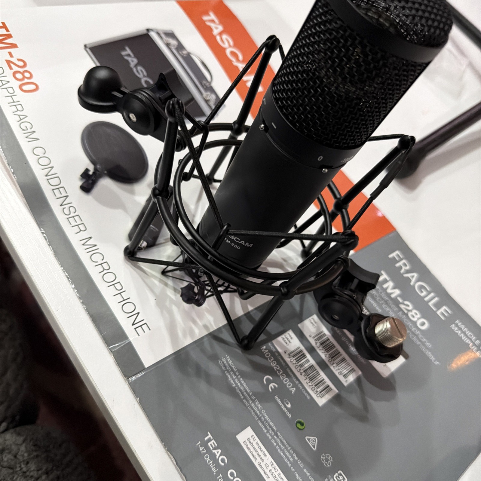 Tascam TM-280 Large-Diaphragm Condenser Microphone With Shock mount. Free Ship