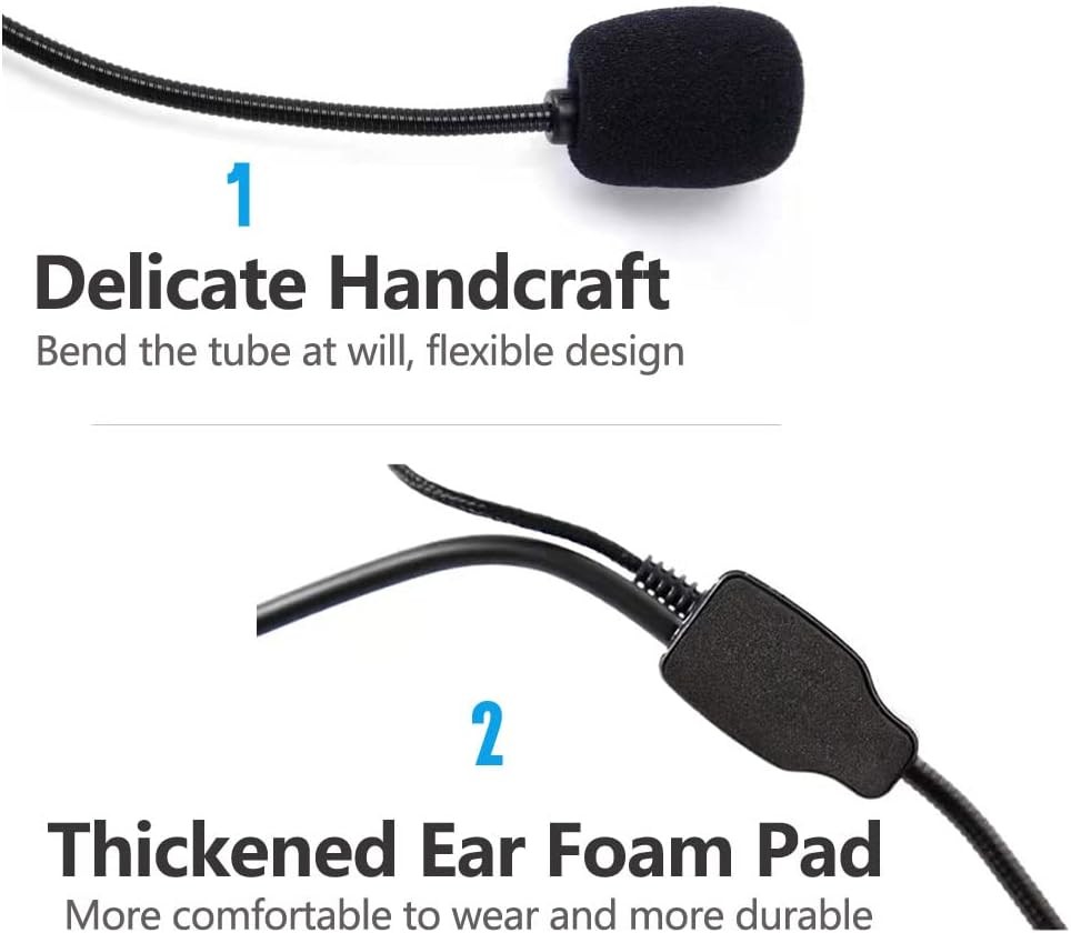 2Pcs Microphone Headset Mic, Flexible Wired Boom for Voice Amplifier, 3.5mm
