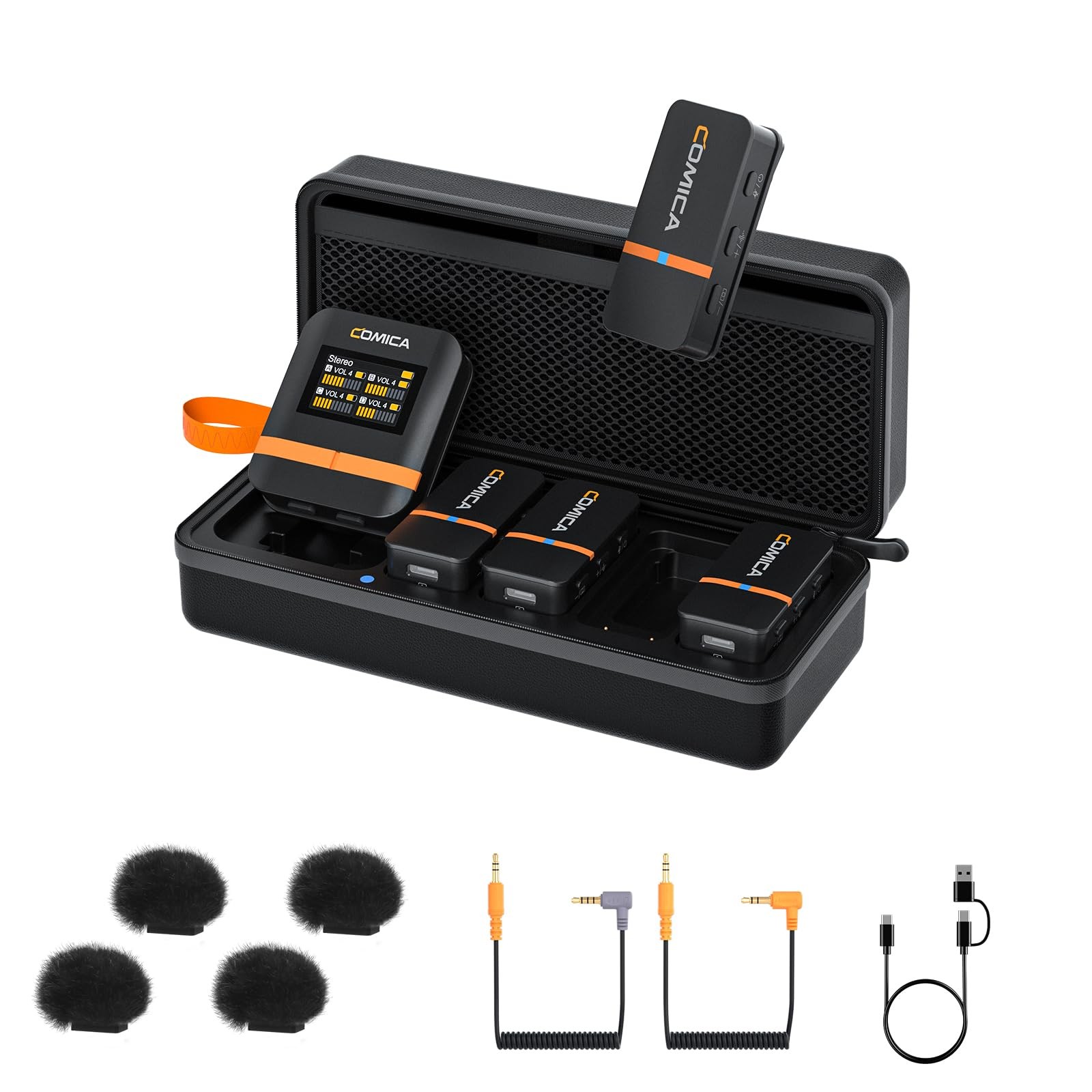 COMICA Vimo Q 4 Channel Wireless Lavalier Mic Noise Reduction