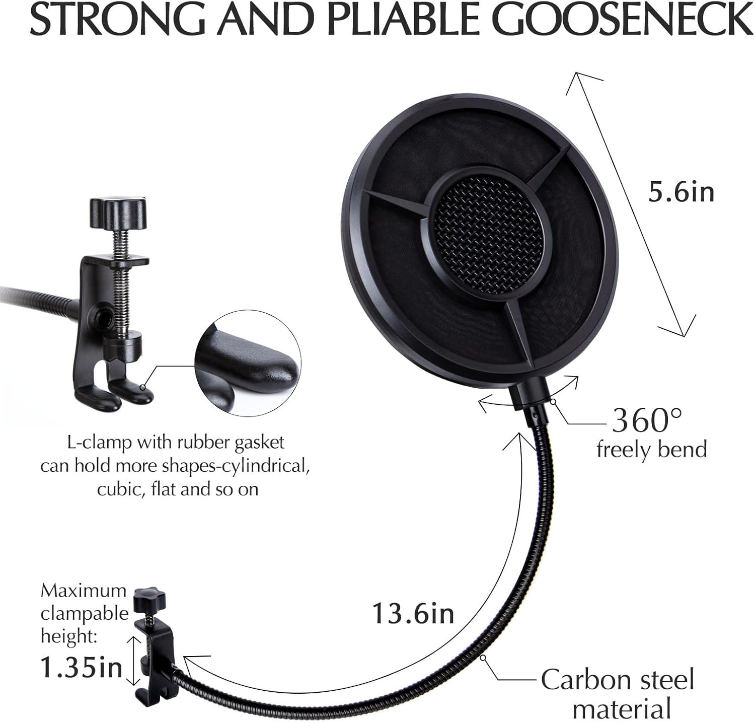 Fifine K688 Mic Pop Filter with Windsrceen Foam Cover,Compatible with Fifine Mic