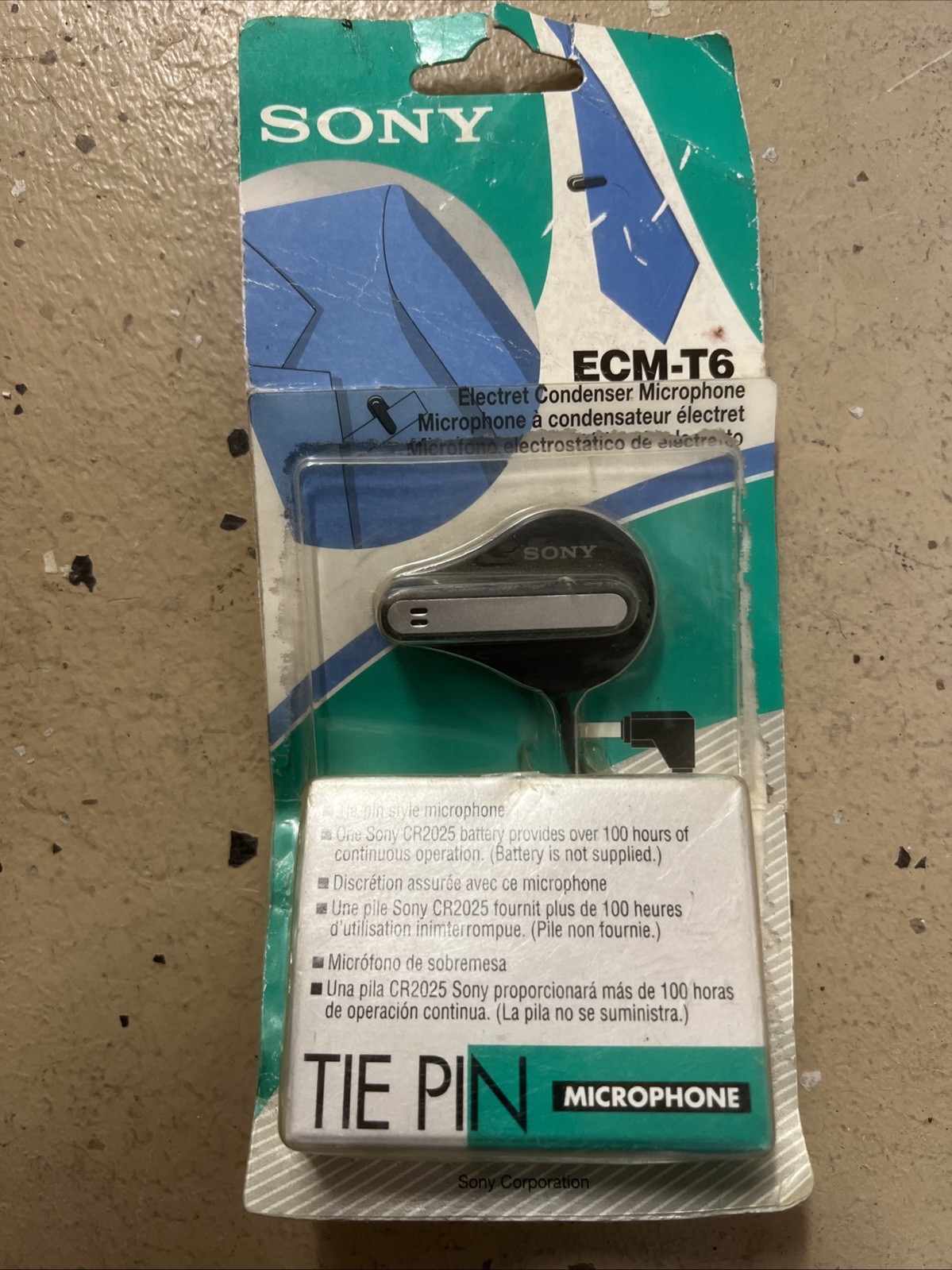 Sony ECM-T6 Electret Condenser Microphone Tie Pin Mini Plug Brand New Sealed
