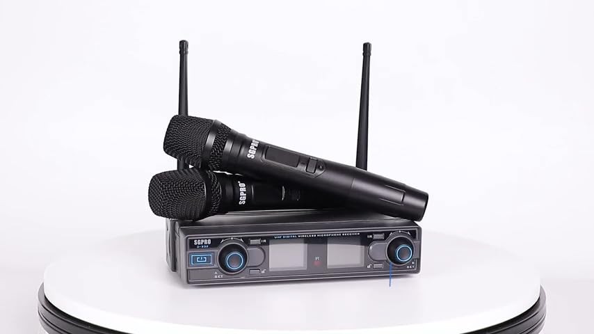 Dual Handheld Wireless Microphone System 262Feet 90 Preset UHF Frequencies, B…