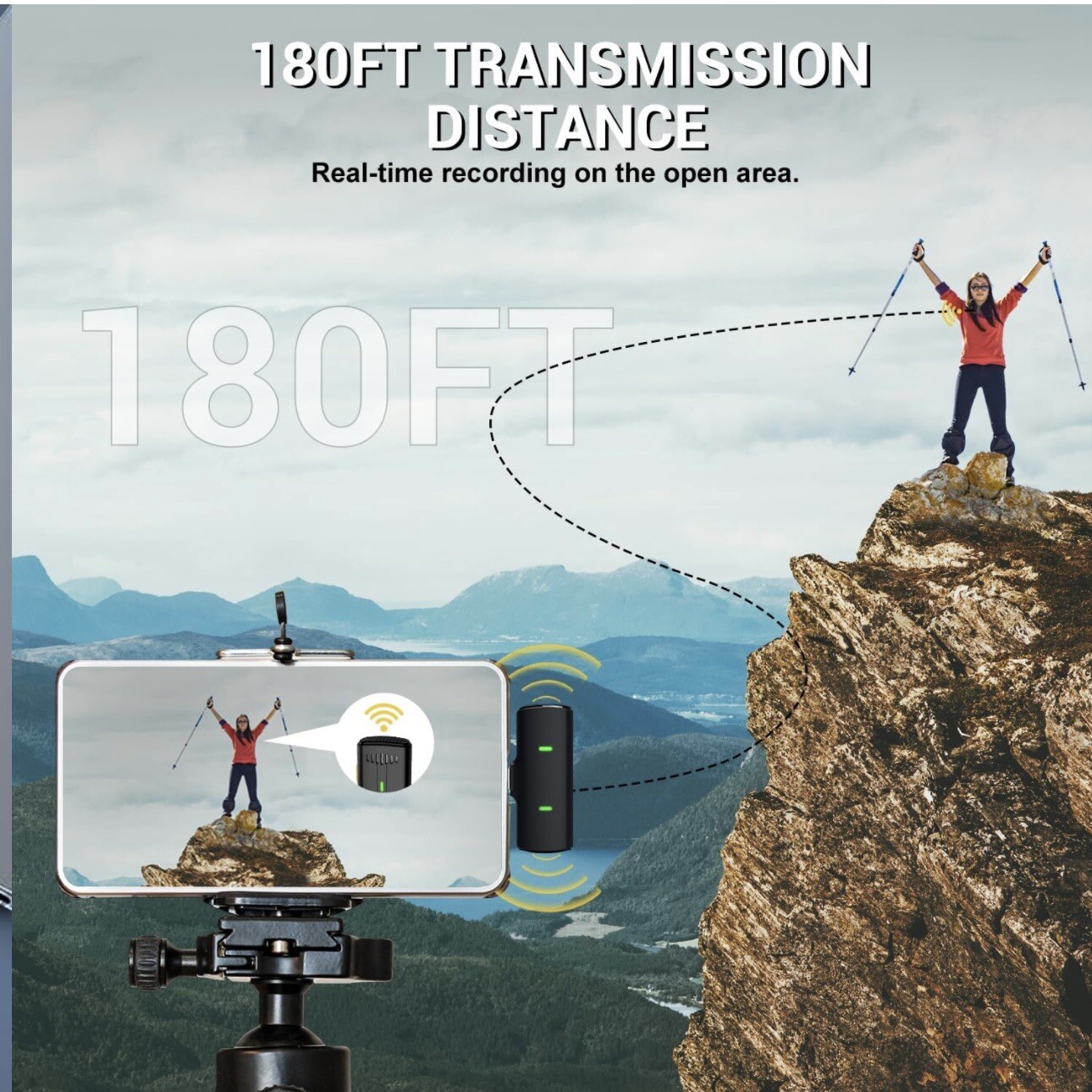 VeGue Wireless Lavalier Microphone & Systems for Phones, Lapel Mic with ENC