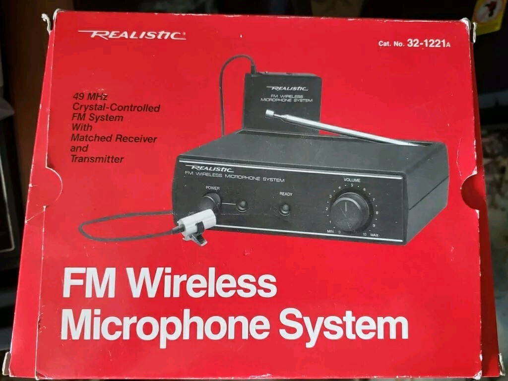 Vintage Realistic FM Wireless Microphone System 32-1221 & 49mhz Transmitter New