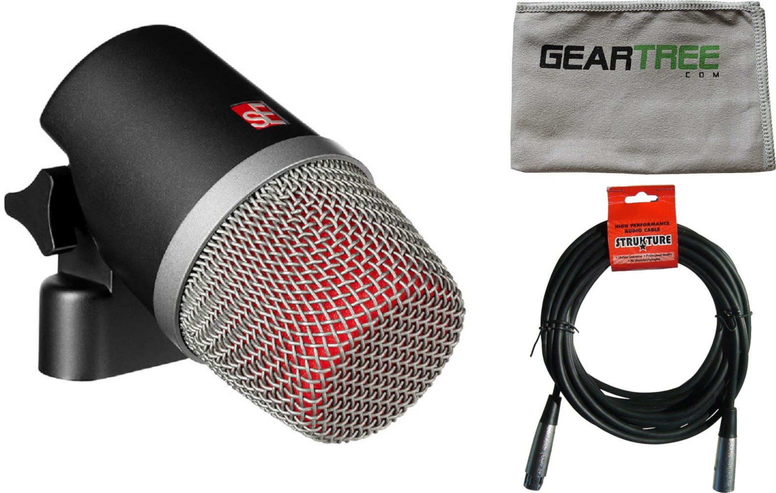 SE Electronics V Kick Bass Drum Microphone w/ Geartree Cloth and Cable