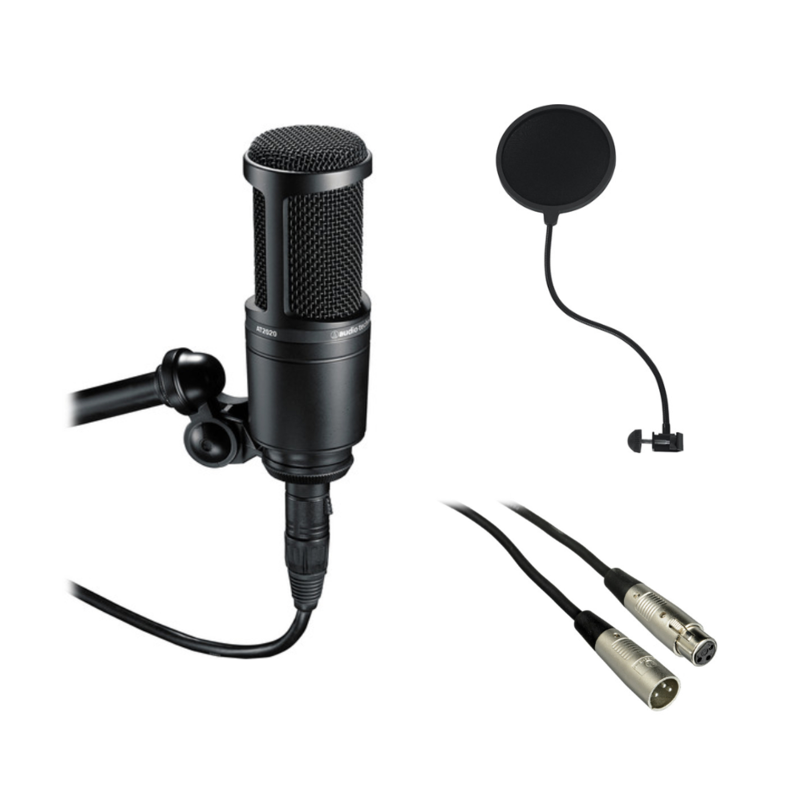 Audio-Technica AT2020 With 20ft XLR and Pop Filter