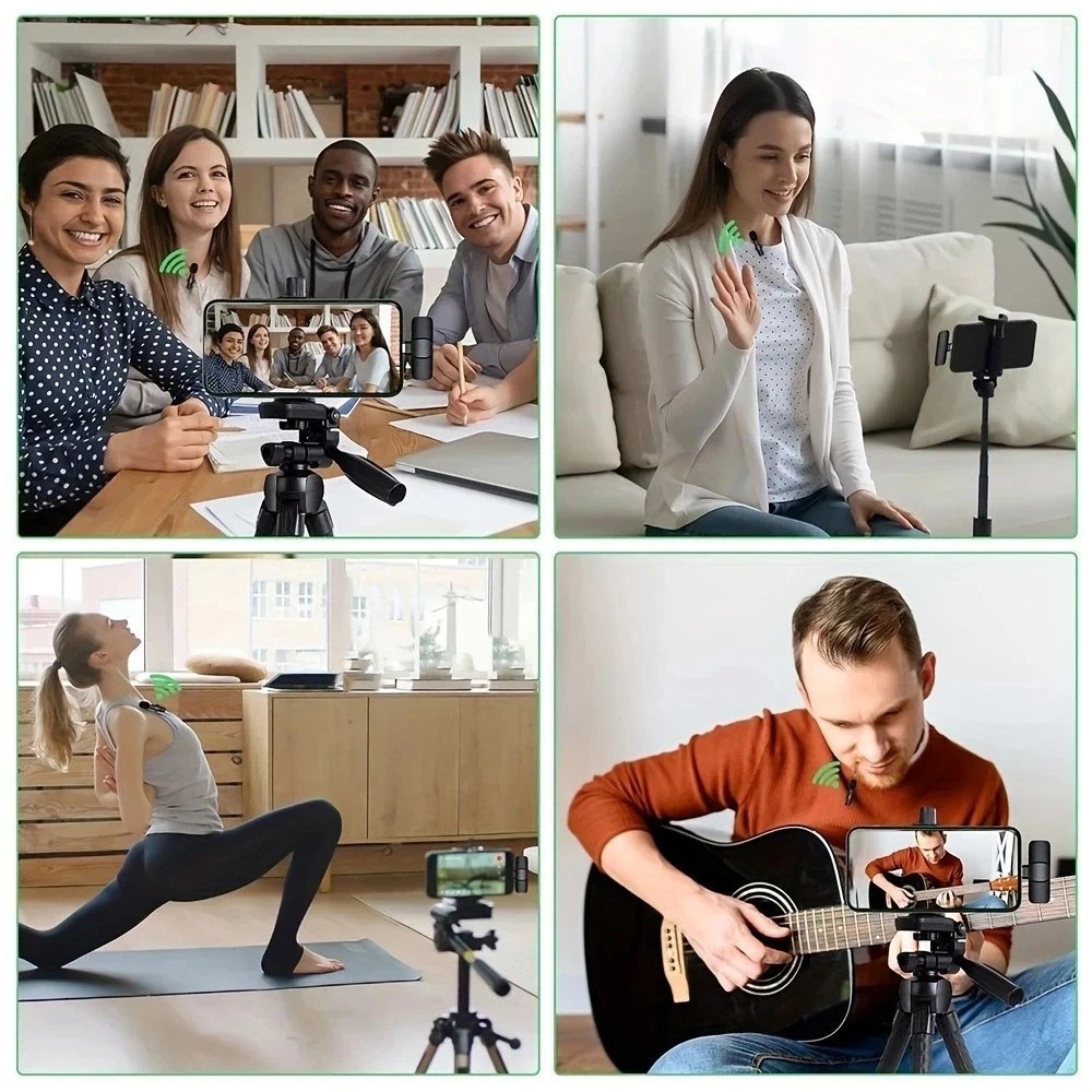Wireless Microphone Mini Mic for iPhone/Android Phone, LED Display Lavalier Mic