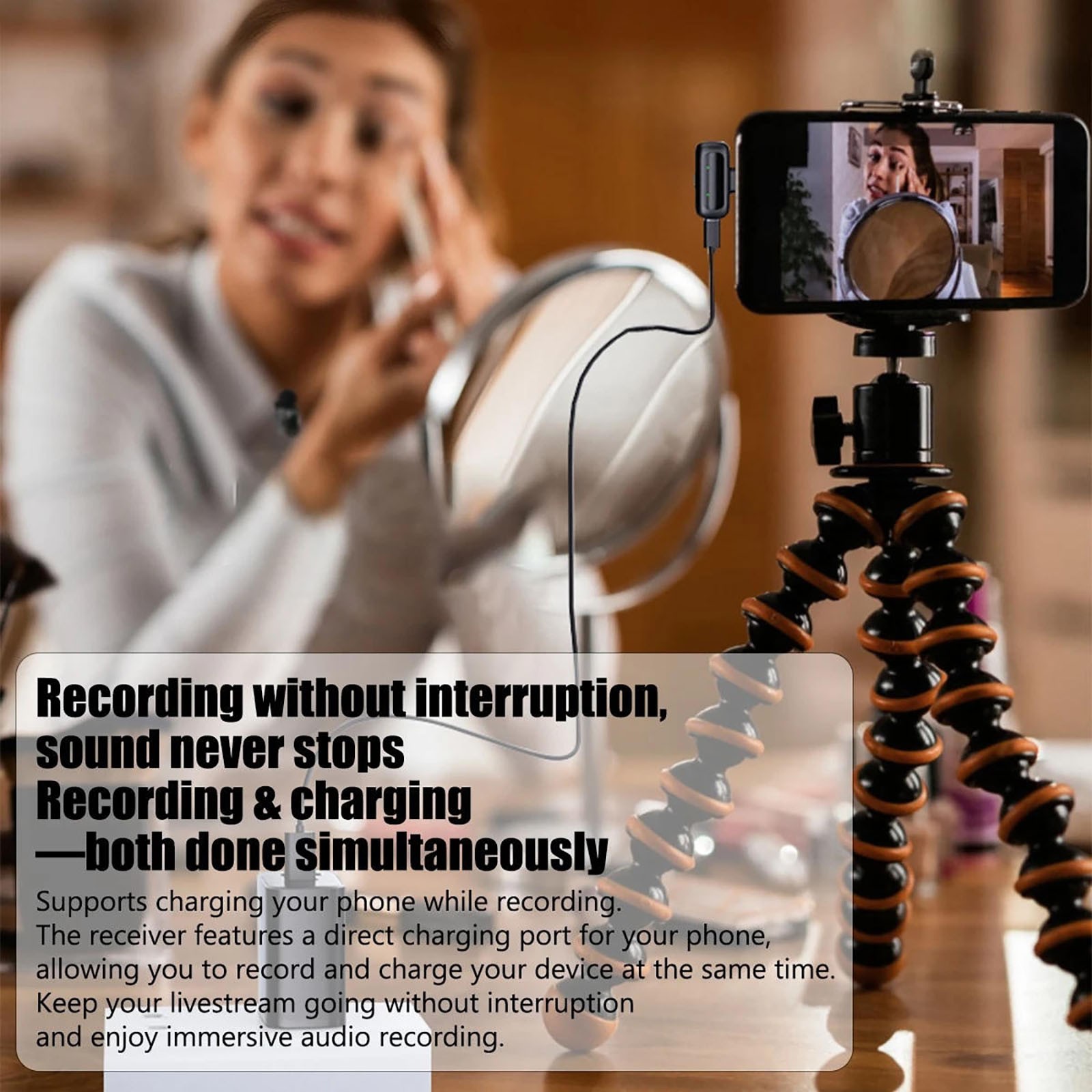 Mini Wireless Microphone for Type-C Smartphone 2.4G Lavalier Video Recording