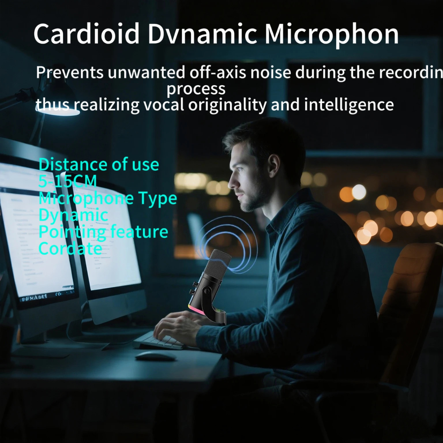 XLR/USB Dynamic Microphone for Streaming & Gaming, Ideal PC Mic for Youtube, Sin