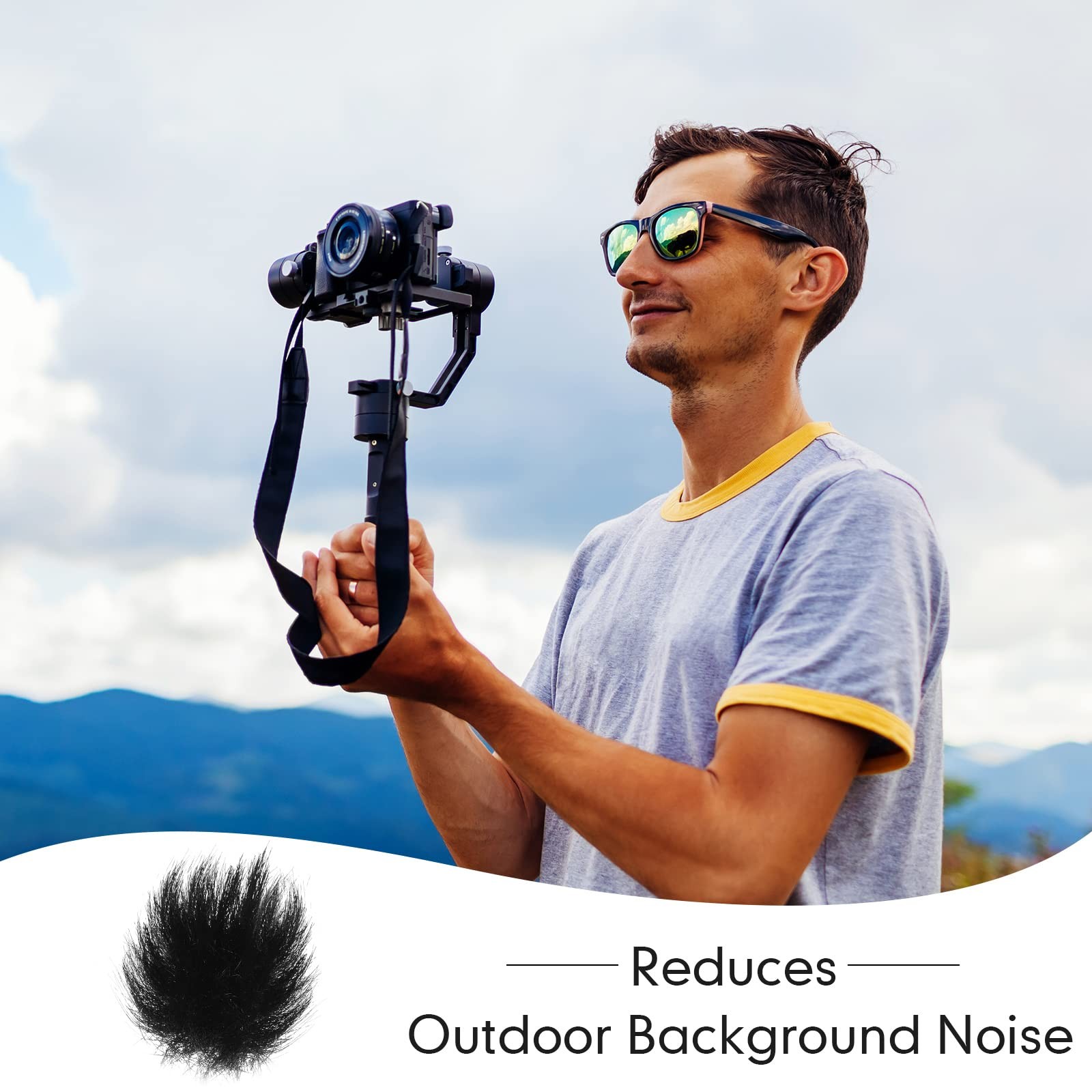Nezyo 10 Pcs Camera Mic Windscreen Wind Muff Built in 0.24 x inch, Black