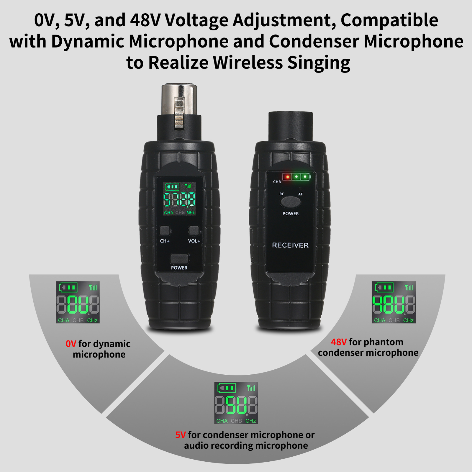 Wired to Wireless Microphone Converter Transmitter Receiver Rechargeable M6O8