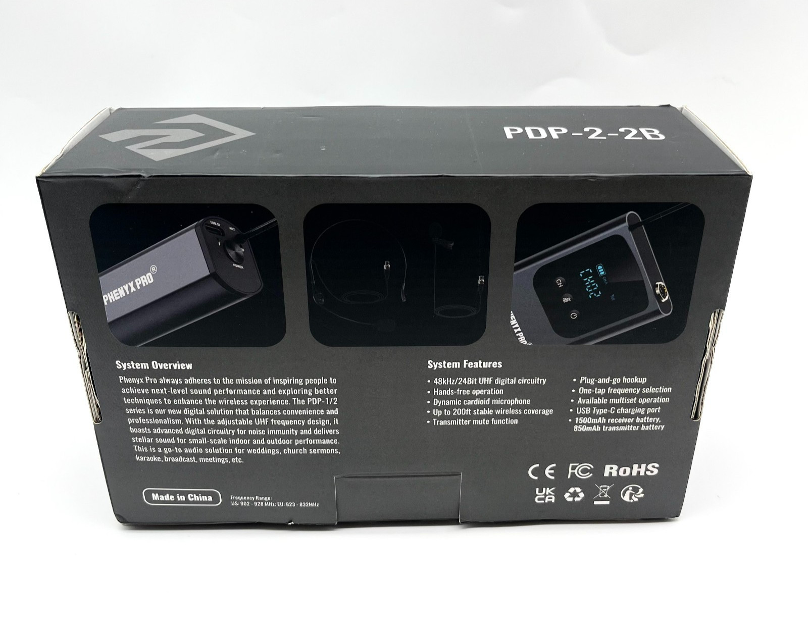 Phenyx Pro Digital UHF Series Dual Wireless Microphpne System Model: PDP-2-2B