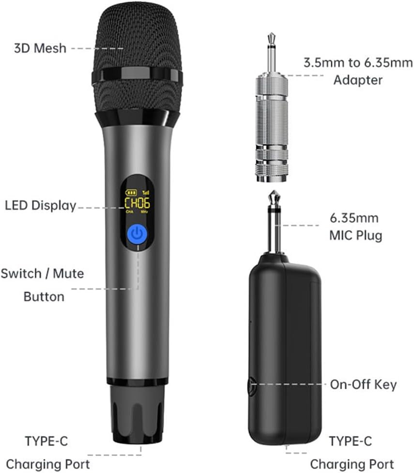 VOVIGGOL All Metal Shell UHF Wireless Microphone Professional, Handheld Cordless