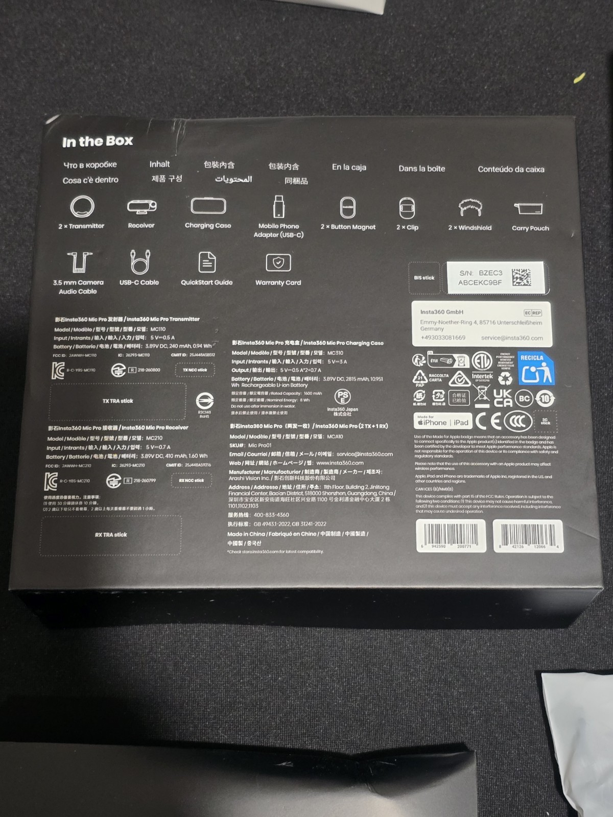 New Insta360 Mic Pro Advanced Wireless Microphone 20Hz – 20kHz GMBH