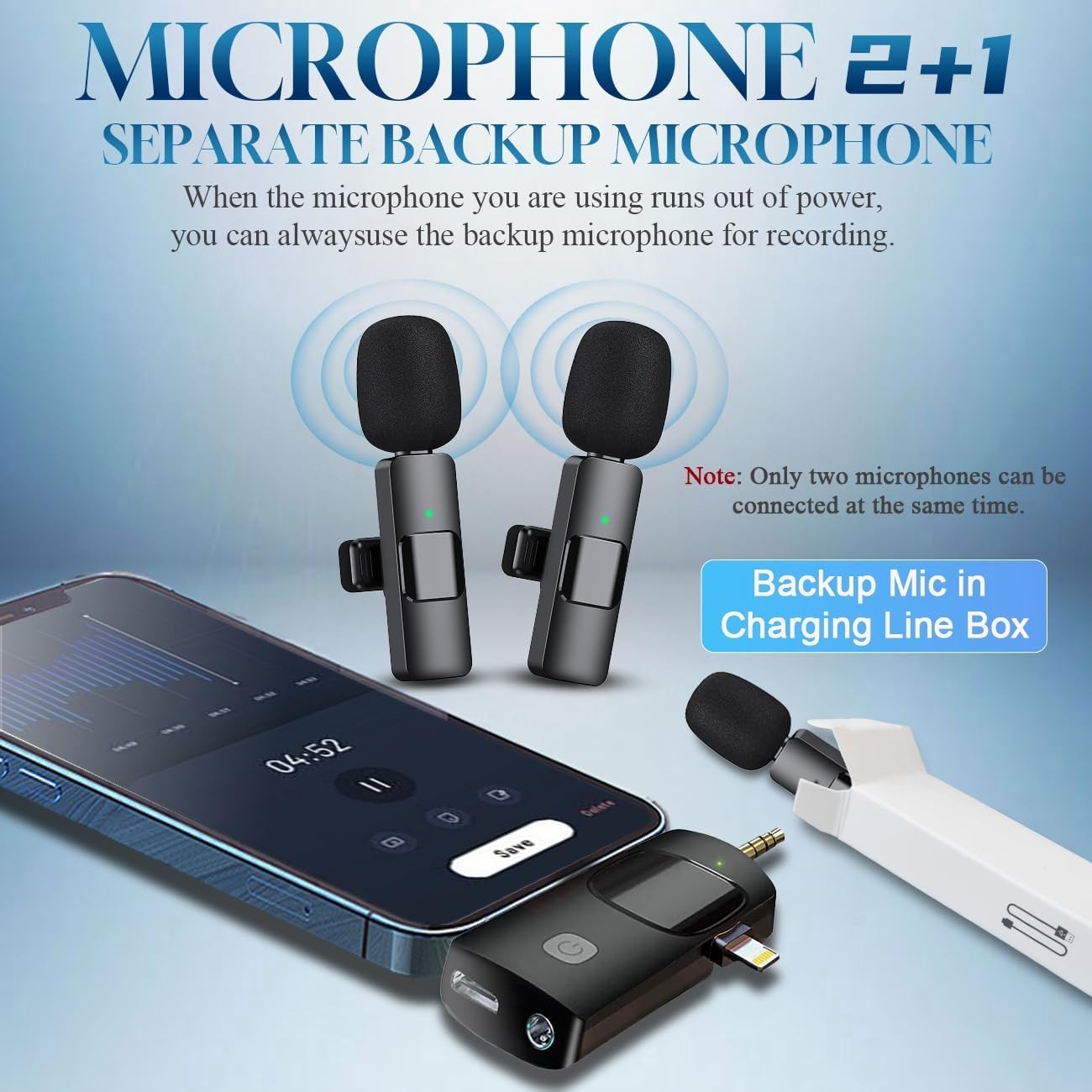 Compact Wireless Lavalier Microphone for iPhone & Android – 12-Hour Battery Life