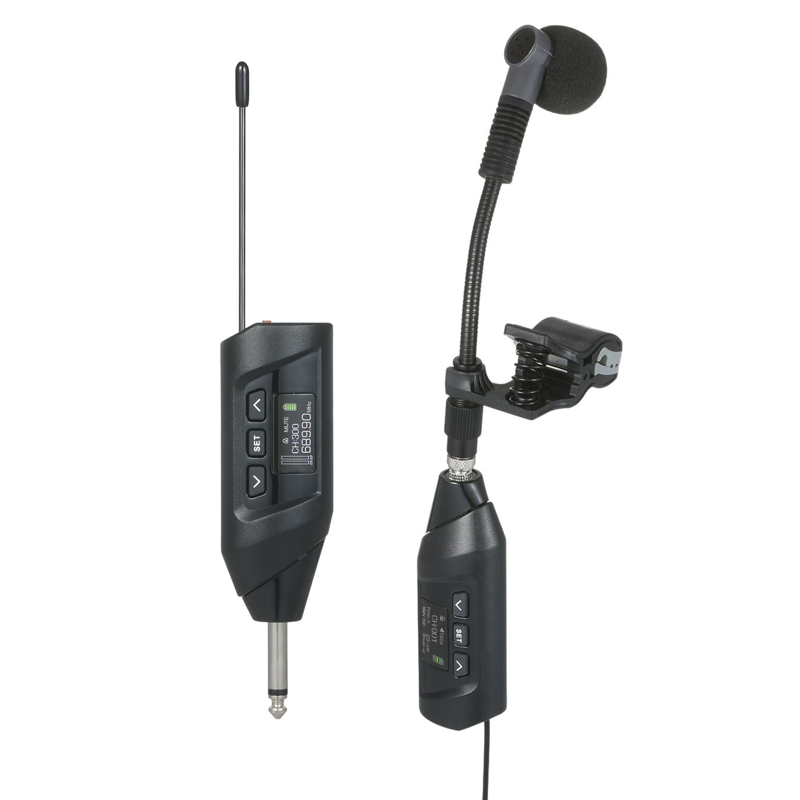 UHF Wireless Microphone System TFT Digital Display Clip-on Microphone for Sax