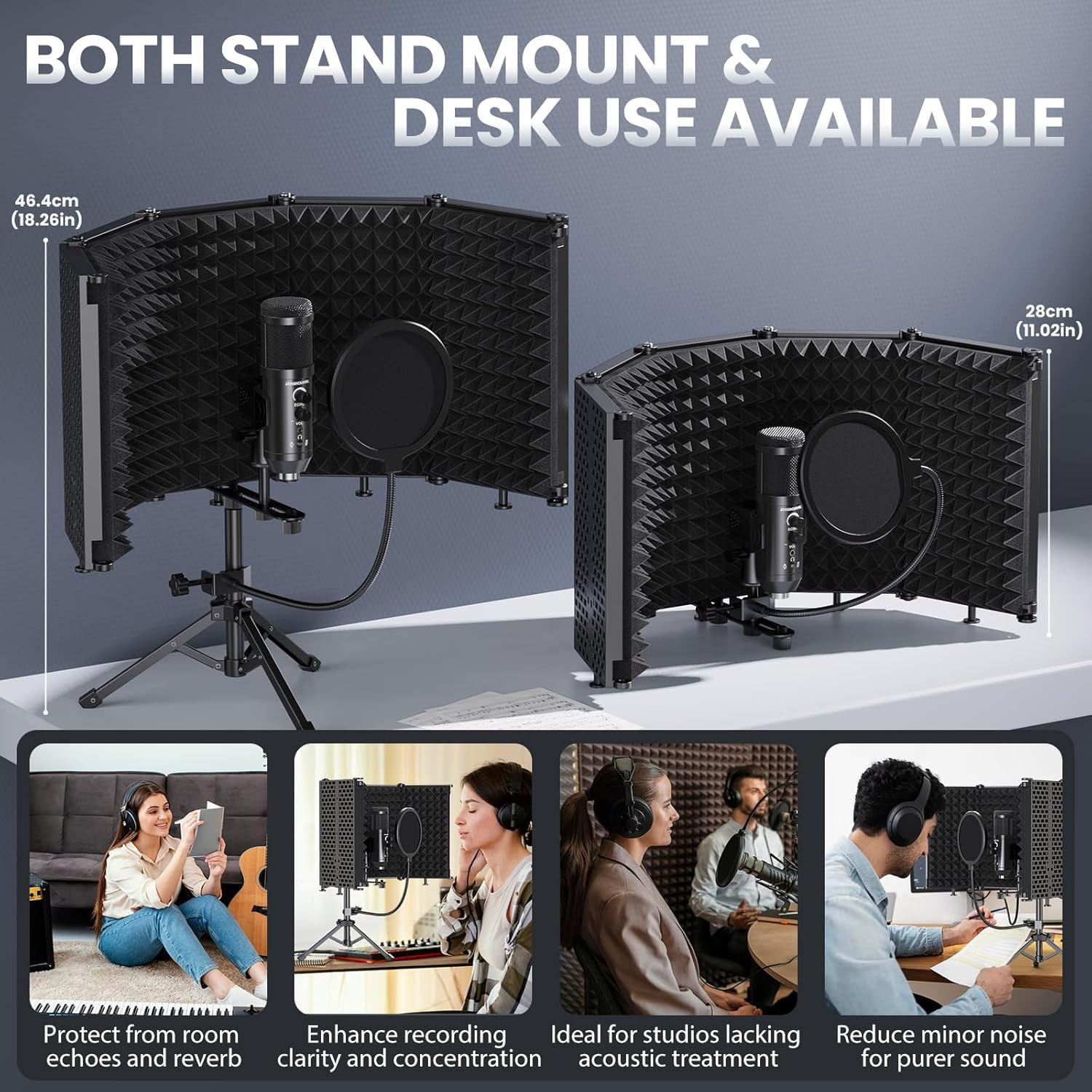 Studio Recording Microphone Isolation Shield with Pop Filter &Tri-Stand Kit M…