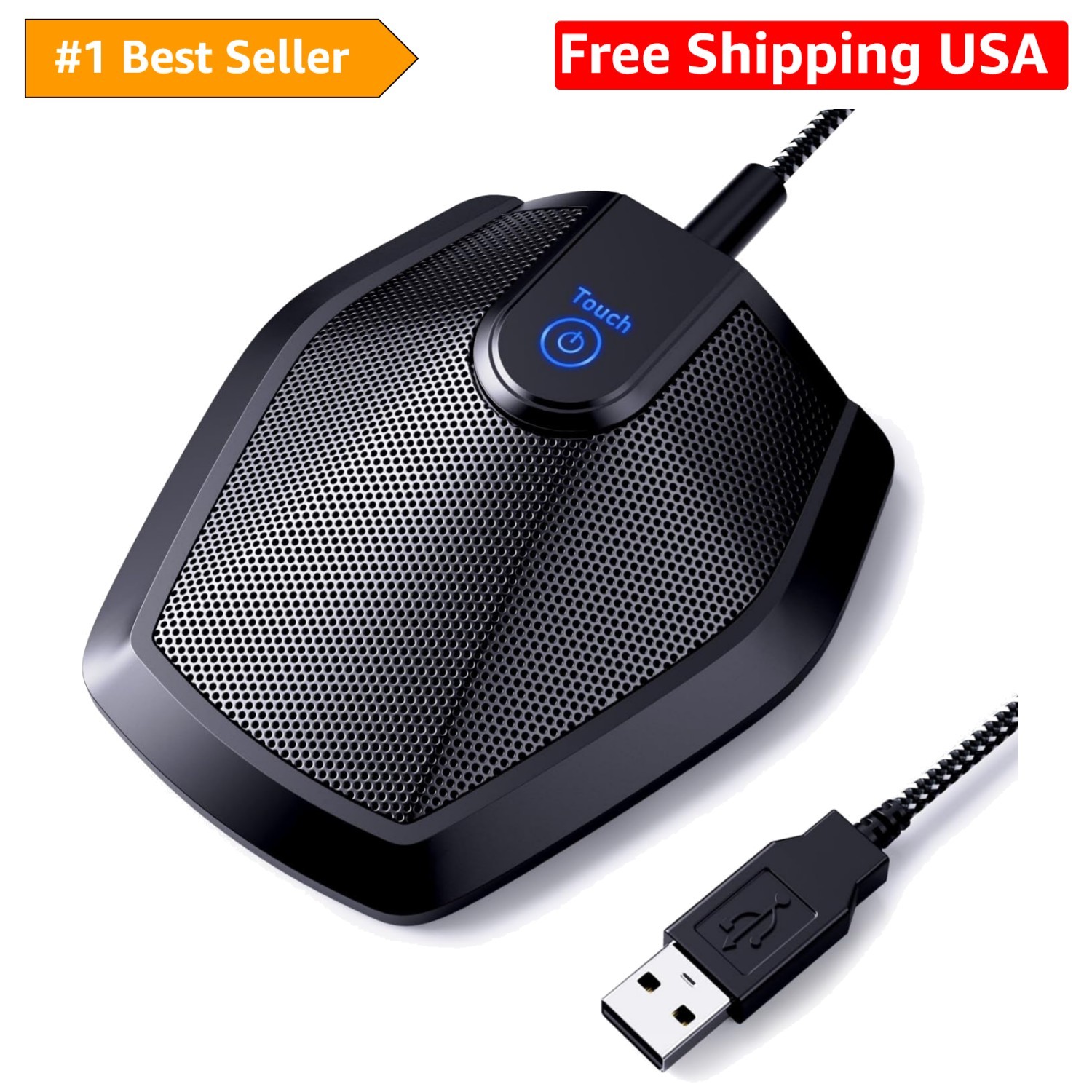 Conference USB Microphone, Omnidirectional Condenser PC Mic for Video Confere…
