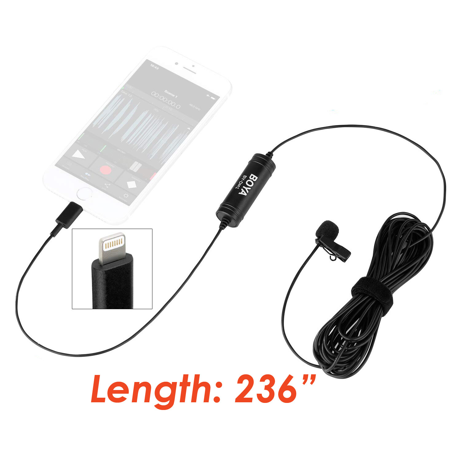 BOYA Lightning Lavalier Microphone Lapel Clip on Mic Microphone Apple iPhone XS