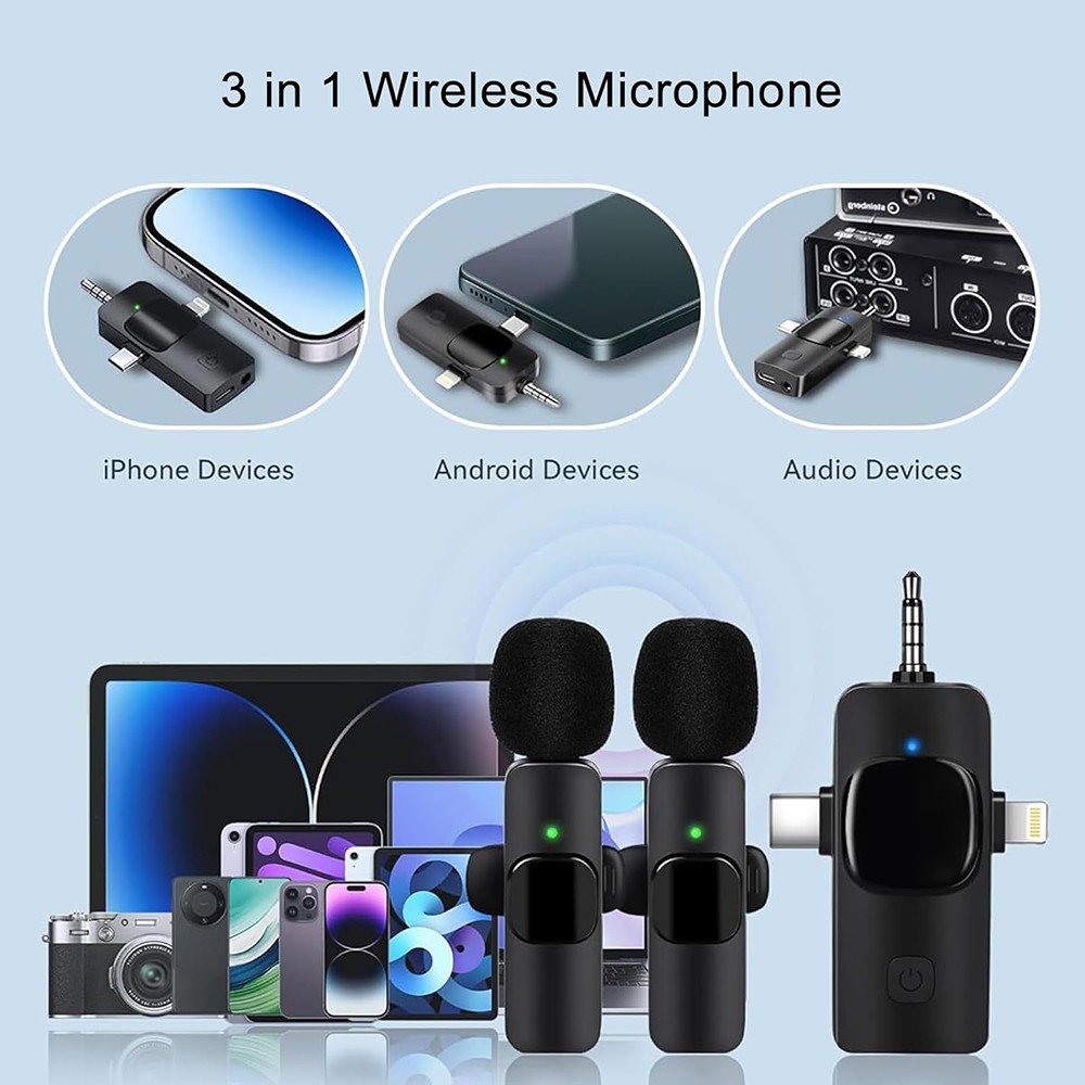 3.5mm Jack Lavalier Wireless Microphone Audio Video Recording For Android/iphone