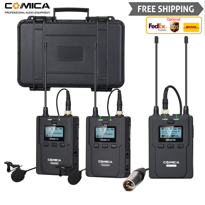 Comica CVM-WM200(A) UHF Wireless Lavalier Microphone System Mic for DSLR Camera