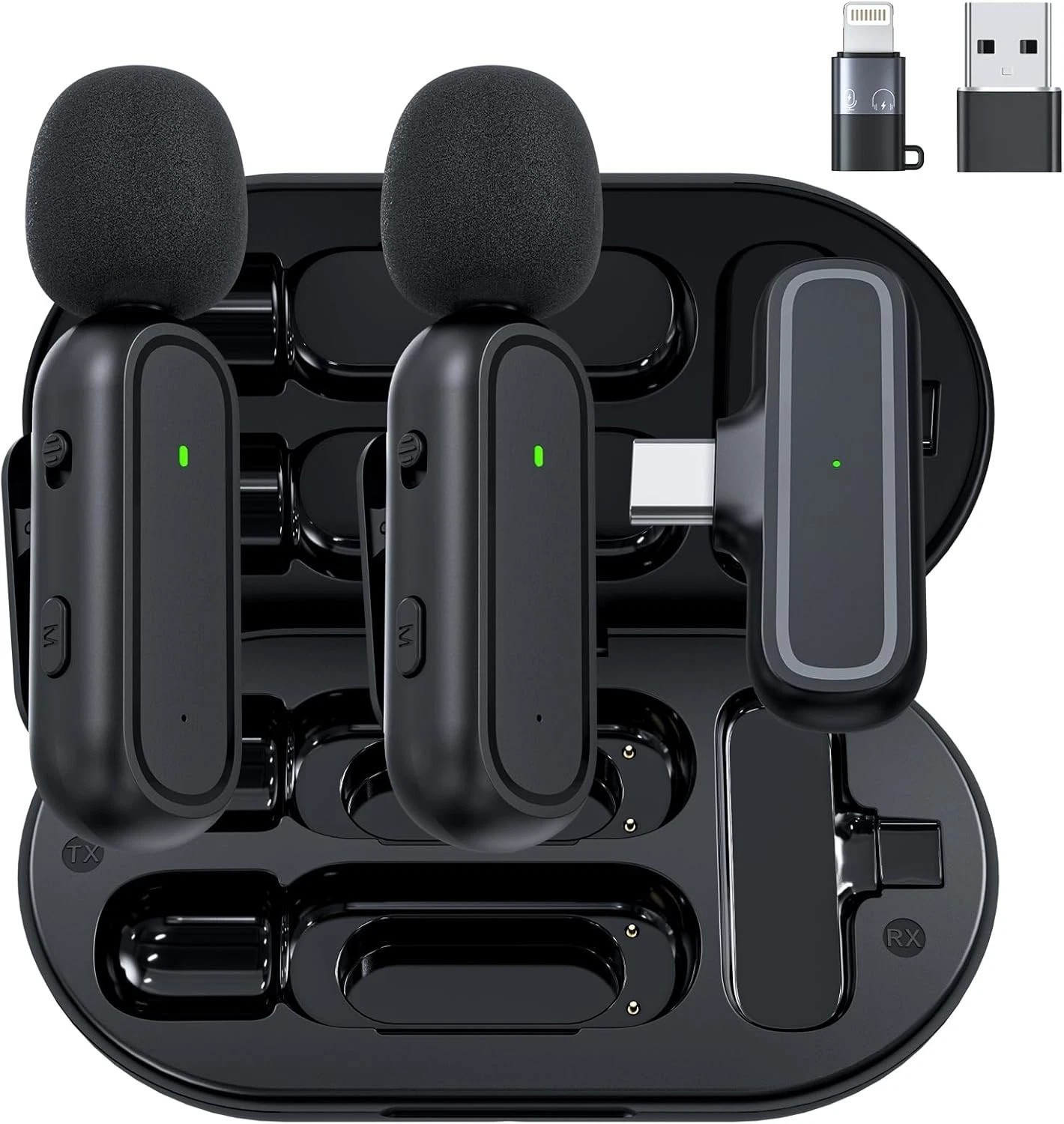 Clip On Dual Wireless Lav Mic Plug & Play for iPhone Interview Video Recording