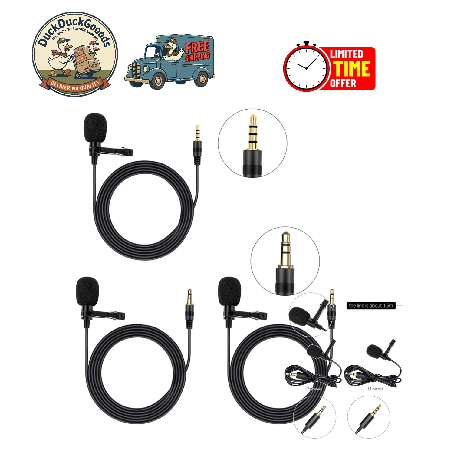 Lightweight Lavalier Microphone with 3.5mm Jack – Perfect for Interviews & Video