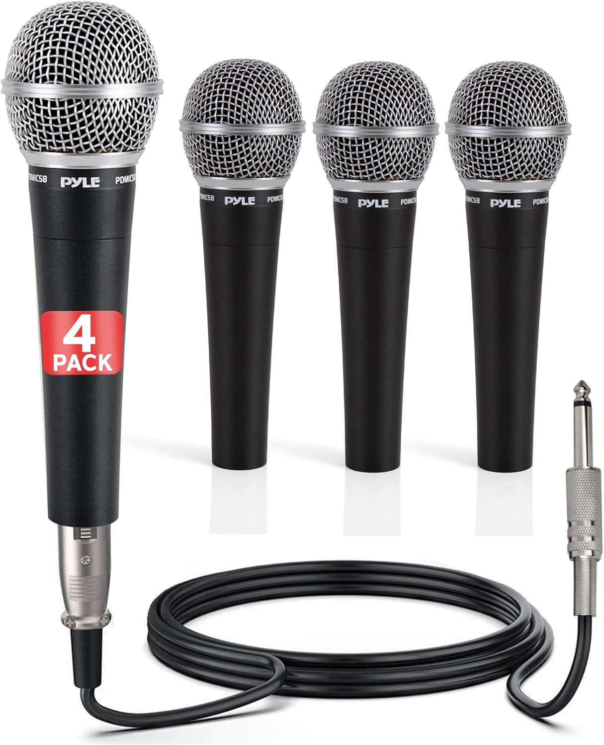 Professional Dynamic Microphone – 4-Pack Unidirectional Handheld Mic with Built-